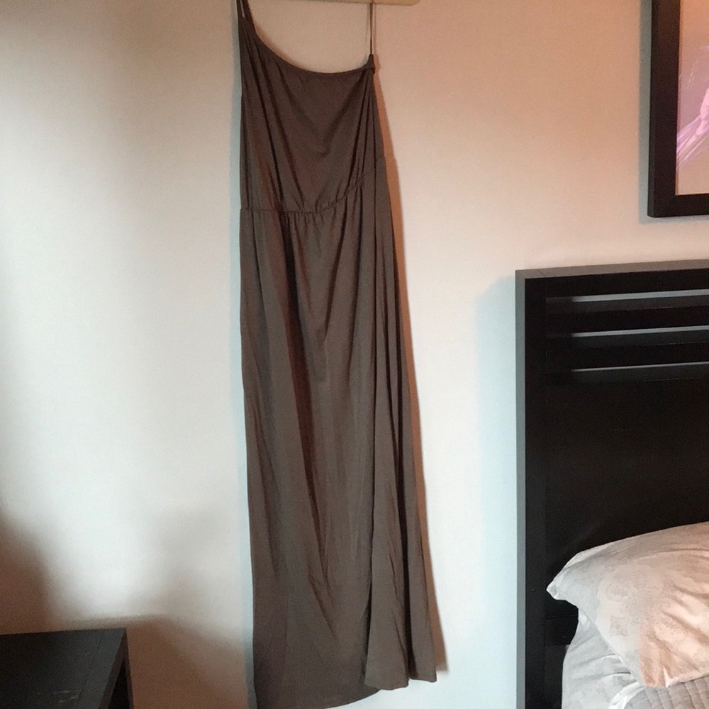 Brown one shoulder maxi dress
